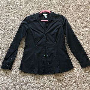 H&M Size 10 Black Long Sleeve Buttondown Top